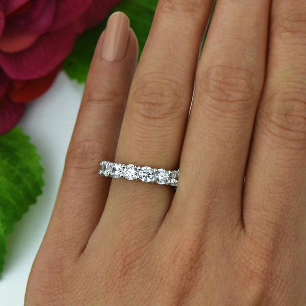 Huge 2 Carat Full Eternity Wedding Band in White Gold over Sterling Silver