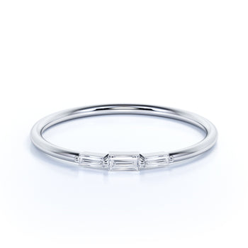 Beautiful Emerald Cut Diamond Stackable Wedding Ring in White Gold