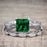 1.25 Carat Princess cut Emerald and Diamond Wedding Ring Set in White Gold