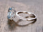 2 Carat Huge Oval Cut Aquamarine and Diamond antique Engagement Ring in White Gold