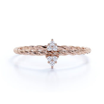 6 Stone Diamond Cluster Stacking Ring in Rose Gold