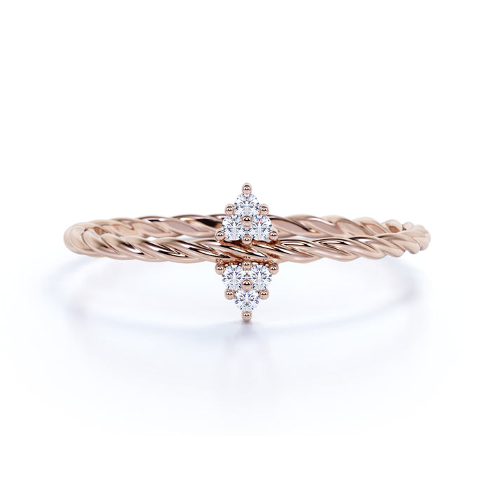 6 Stone Diamond Cluster Stacking Ring in Rose Gold