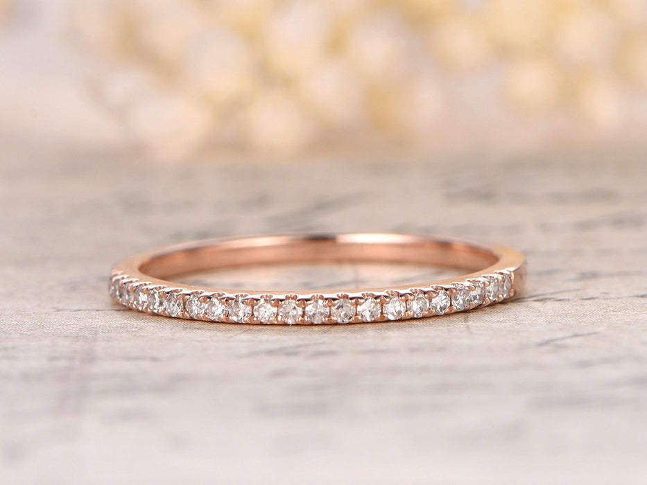.25 Carat Semi Eternity Wedding Ring Band for Women in Rose Gold