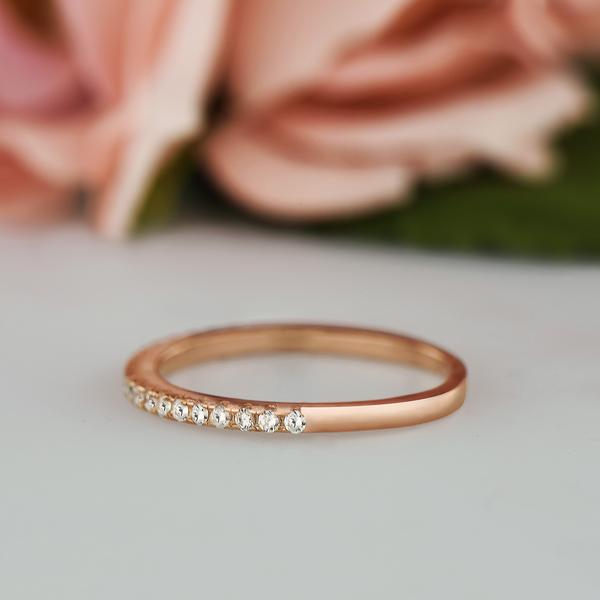 0.25 Half Eternity Wedding Band in Rose Gold over Sterling Silver