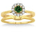 1.25 Carat Emerald & Diamond Bridal set Halo on Yellow Gold