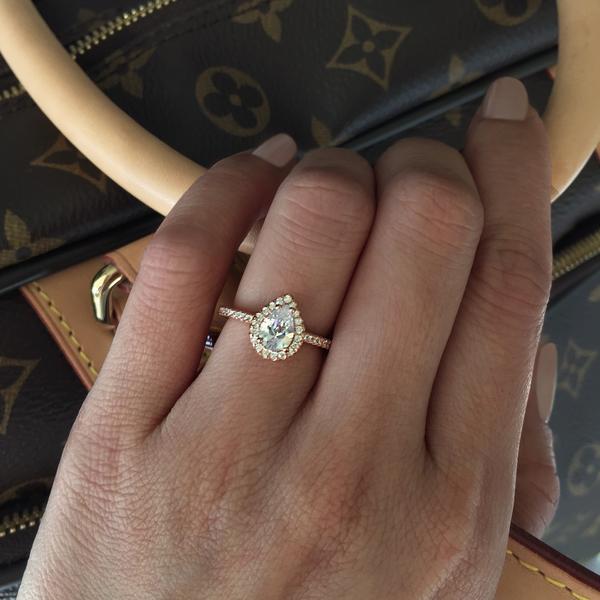 Classic 1 Carat Pear Cut Halo Engagement Ring in Rose Gold over Sterling Silver