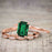 1.5 Carat Emerald Cut Emerald and Diamond Wedding Ring Set in Rose Gold