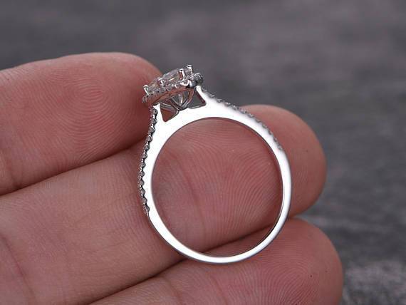 1.25 Carat Marquise Cut Moissanite and Diamond Engagement Ring in White Gold