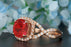 Big 1.25 Carat Round Cut Ruby and Diamond Engagement Ring in 9k Rose Gold
