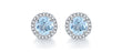 2.50 Carat Round Cut Aquamarine and Diamond Halo Stud Earrings in White Gold