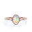 1.50 Carat Natural Vintage Oval Blue Fire Opal and Diamond Milgrain 3 Stone Engagement Ring in Rose Gold