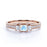 Vintage 1 Carat Square Cut Rainbow Moonstone & Diamond 3 Stone Engagement Ring in Rose Gold