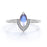 Vintage 0.75 Carat Marquise Cut Blue Moonstone & Diamond Halo Promise Ring in Rose Gold