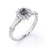 0.65 Carat Round Brilliant Icy Grey Salt and Pepper Diamond Bar Set Halo Engagement Ring in White Gold