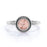 1.25 Carat Bezel Set Pink Morganite and Diamond Three Stone Milgrain Halo Engagement Ring in Rose Gold