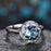 1.25 Carat Round Blue Topaz and Diamond Art Deco Solitaire Engagement Ring in White Gold