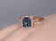 2 Carat Emerald Cut London Blue Topaz and Diamond Art Deco Half Eternity Trio Ring Set in Rose Gold