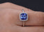1.25 Carat Cushion Cut Tanzanite Diamond Halo Engagement Ring in White Gold
