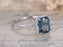 1.50 Carat Emerald Cut London Blue Topaz and Diamond Halo Ball Prongs Engagement Ring in White Gold