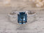 1.50 Carat Emerald Cut London Blue Topaz and Diamond Halo Ball Prongs Engagement Ring in White Gold
