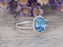 2 Carat Oval Cut Sky Topaz and Diamond Engagement Ring in White Gold