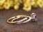 1.50 Carat Round Amethyst and Diamond Halo Engagement Wedding Ring Set in Yellow Gold