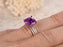 Perfect 2 Carat Cushion Amethyst and Diamond Trio Wedding Bridal Ring Set in Rose Gold