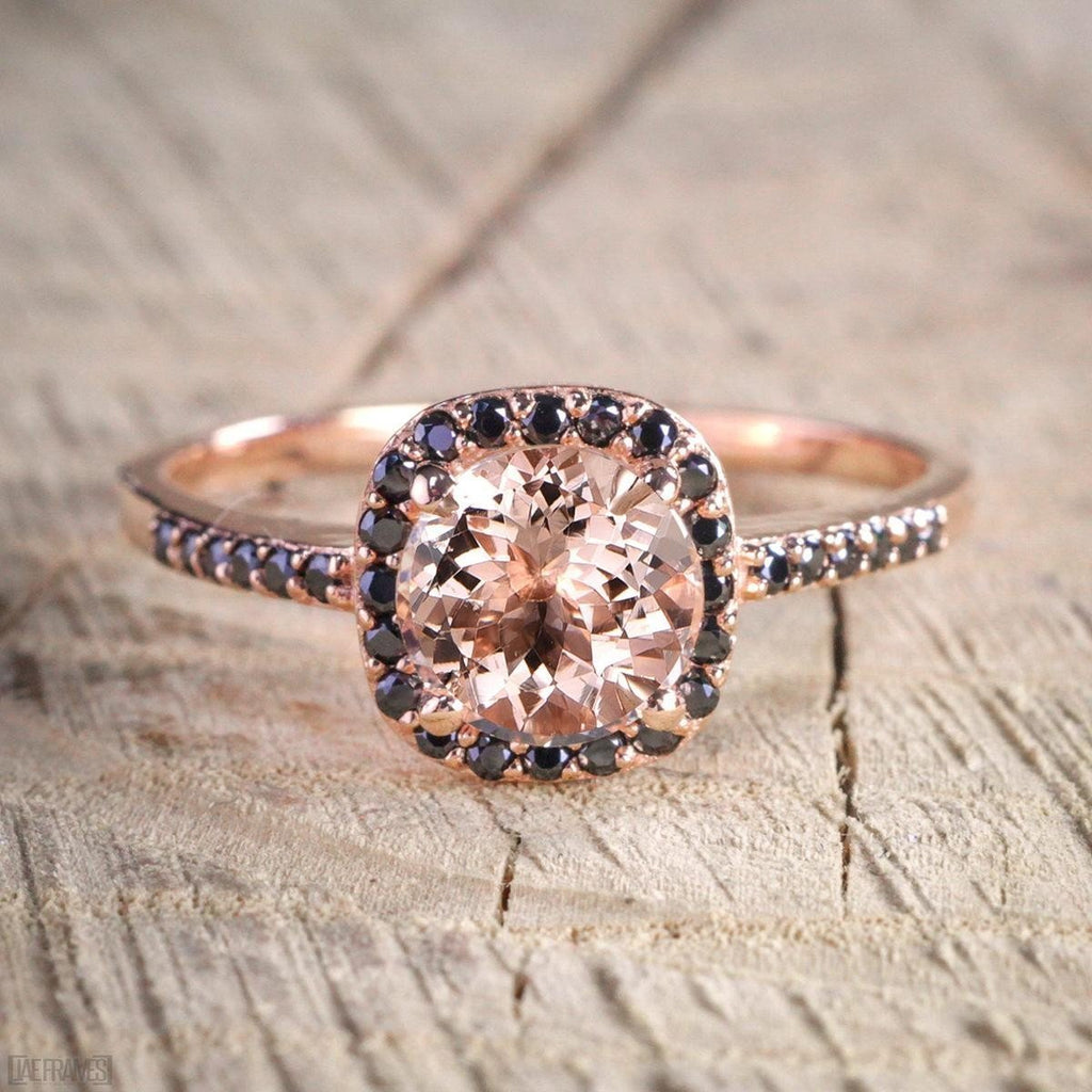 Pink and black top diamond engagement rings