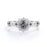 0.65 Carat Round Brilliant Icy Grey Salt and Pepper Diamond Bar Set Halo Engagement Ring in White Gold