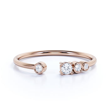Charming 4 Stone Open Stacking Ring in Rose Gold