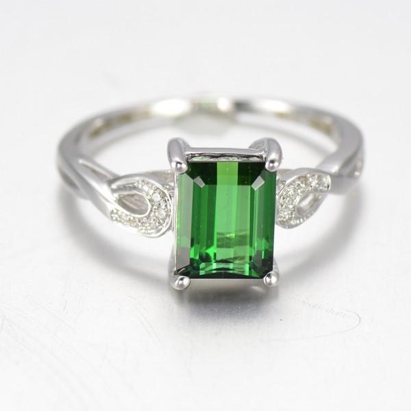 1.25 Carat Emerald and Diamond Engagement Ring