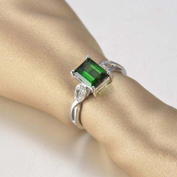 1.25 Carat Emerald and Diamond Engagement Ring