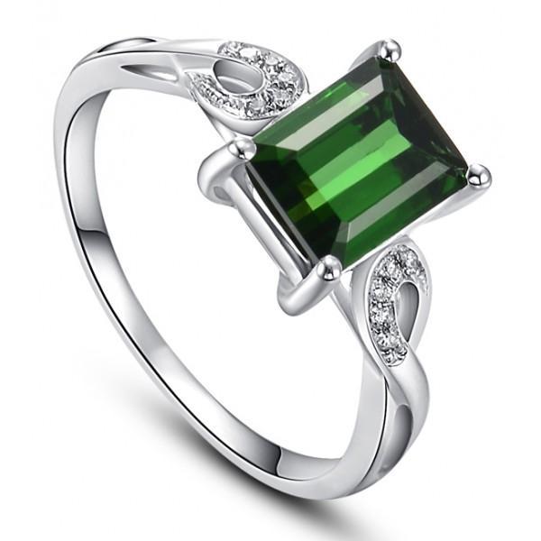 1.25 Carat Emerald and Diamond Engagement Ring