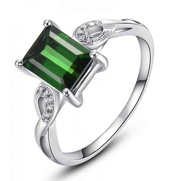 1.25 Carat Emerald and Diamond Engagement Ring