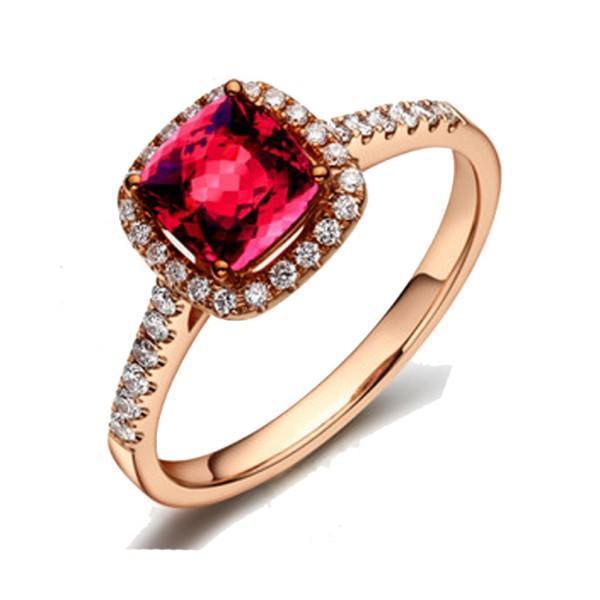 1 Carat Ruby and Diamond Antique Engagement Ring