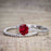 Perfect 1.25 Carat Round cut Ruby and Diamond Bridal Ring Set in White Gold