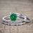 Artdeco 1.50 Carat Round cut Emerald and Diamond Trio Wedding Bridal Ring Set White Gold
