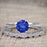 Antique Art Deco 1.25 Round Cut Sapphire and Diamond Wedding Ring Set in White Gold