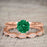 Vintage design 1.25 Carat Round cut Emerald and Diamond Wedding Set for Women in Rose Gold