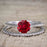Unique 1.25 Carat Round cut Ruby and Diamond Bridal Set with semi eternity band in White Gold