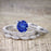1.50 Carat Round Cut Sapphire and Diamond Solitaire Trio Wedding Bridal Ring Set in White Gold