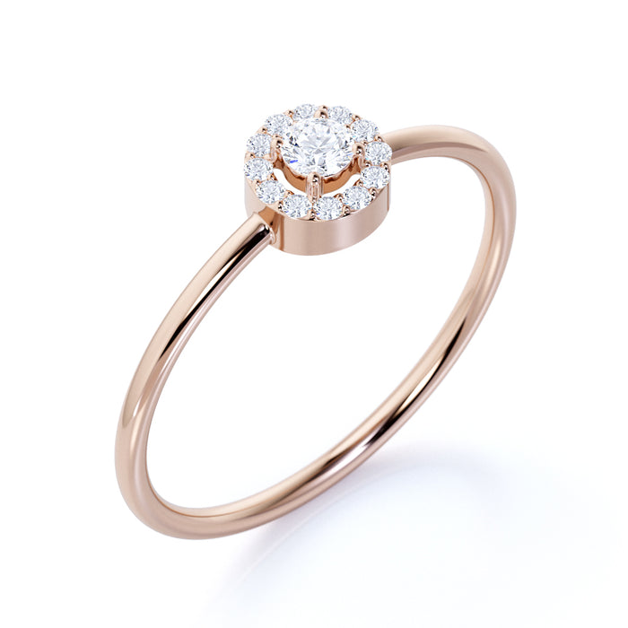 Charming Diamond Stacking Ring with Round Shape Diamonds in Rose Gold