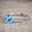 Perfect 1.25 Carat Round Cut Aquamarine and Diamond Bridal Ring Set in White Gold