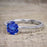 1.50 Carat Round Cut Sapphire and Diamond Solitaire Trio Wedding Bridal Ring Set in White Gold