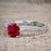 Artdeco 1.25 Carat Round cut Ruby and Diamond Wedding Bridal Ring Set in White Gold