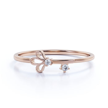 Charming Key Design Diamond Stacking Ring in Rose Gold