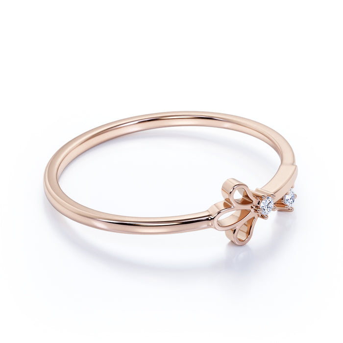 Charming Key Design Diamond Stacking Ring in Rose Gold