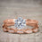 1.50 Carat Round Cut Moissanite and Diamond Solitaire Trio Wedding Bridal Ring Set in Rose Gold