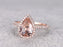 Huge 3 Carat Pear Cut Morganite and Diamond Halo Engagement Ring in Rose Gold