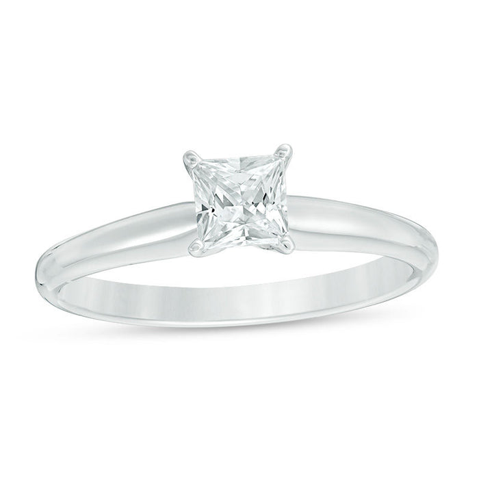 1/4 CT. T.W. Princess Cut Diamond Aesthetic Engagement Ring in White Gold